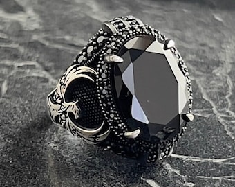 Handmade Double Headed Wild Eagle Ring, American Winged Eagle Men Ring, Silver Flying Eagle Ring, Animals Jewelry, Gift For Him