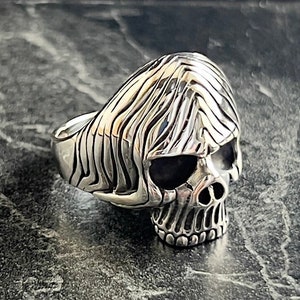 Handmade Skull Signet Ring, Biker Punk Silver Ring, Skull Silver Mens Jewelry, Gothic High Skull Ring, Oxidized Jewelry, Ring For Men