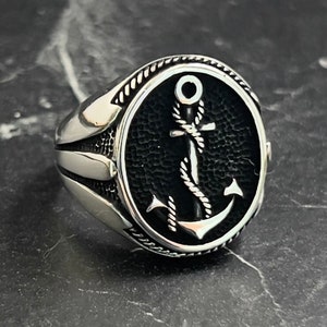 Handmade Silver Ship Anchor Nautical Ring For Men, Silver Sailor Anchor Signet Ring, Captain Anchor Ring, Vintage Jewelry, Gift For Him