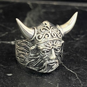 Men Nordic Viking Warrior Silver Ring, Norse Men Odin Hero Viking Ring, Men Biker Signet Ring, Scandinavian Countries Jewelry, Gift For Him