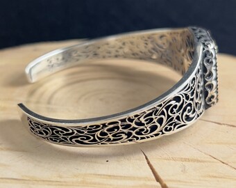 925 Sterling Silver Double Zulfiqar Sword Cuff Bracelet
