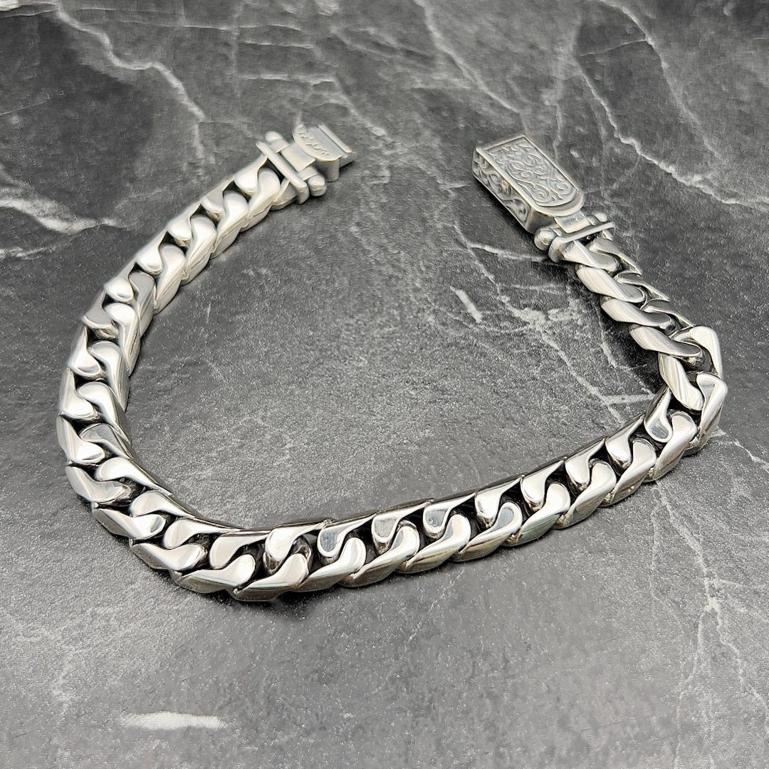 アクセサリー Vintage Silver Heavy Link Chain Bracelet 925 Sterling Silver Vintage Heavy Figaro Link Bracelet 8