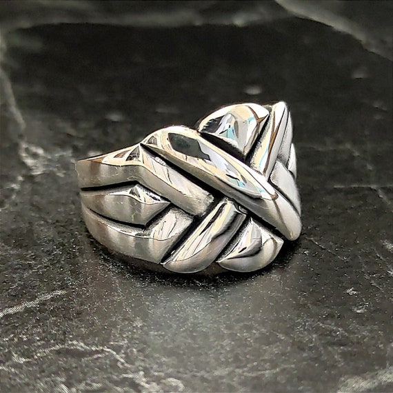 metallic silver 6 rings