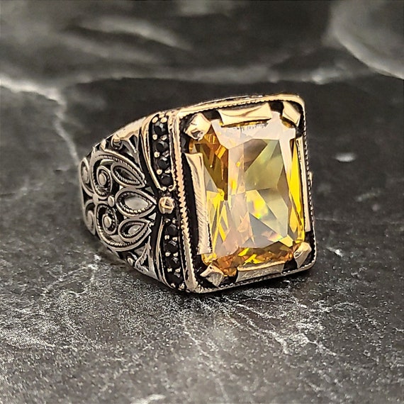 Female Modern New Design Yellow Zircon Stone 925 Sterling Silver Girls  Women Ring at Rs 500/piece in Jaipur