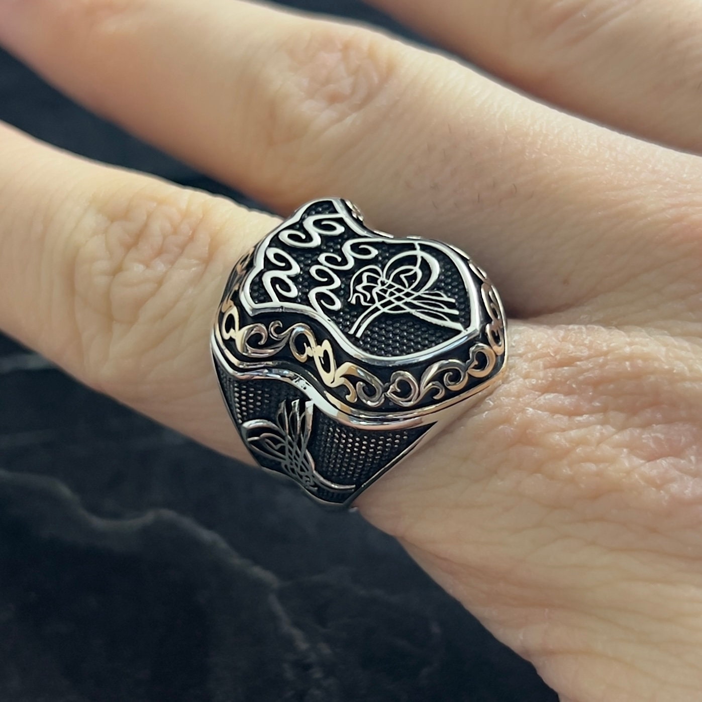 Handcrafted Nalayn Shareef Muslim Ring, Silver Protection Muslim ...