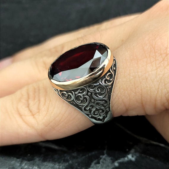 Collana Con Granato Fanta In Argento Massiccio 925 Ciondolo Con - Foto 9