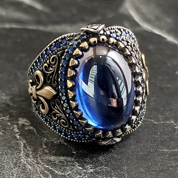 Gemstone Men Rings Color Changing Oval Zultanite Stone 925