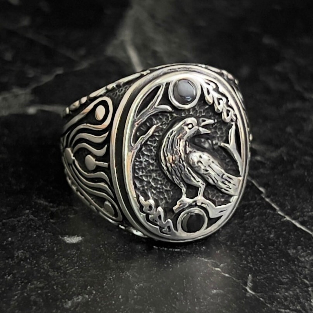 American Winged Bird Silver Ring, Men Naturel Memorial Ring, Dove Bird ...