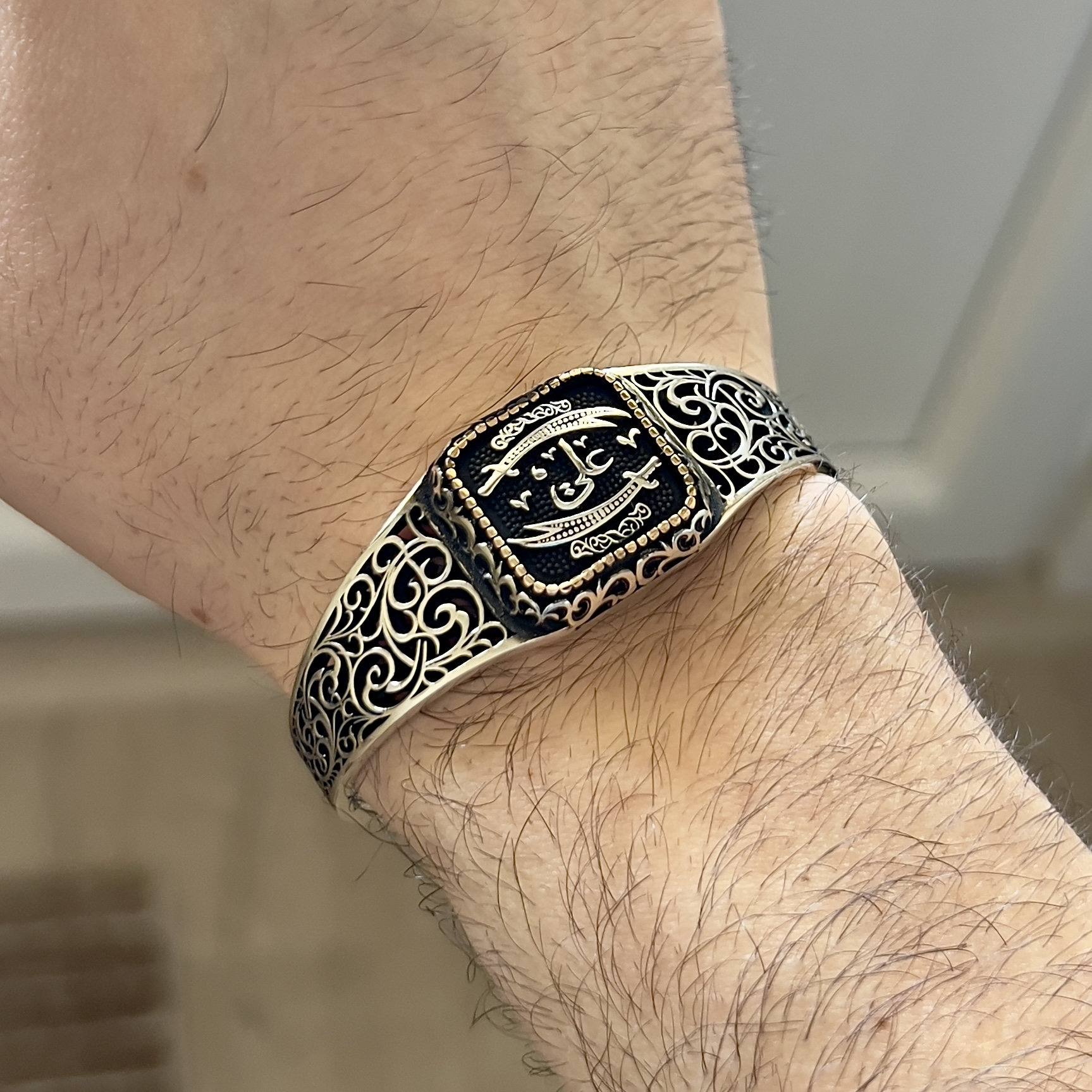 925 Sterling Silver Double Zulfiqar Sword Cuff Bracelet
