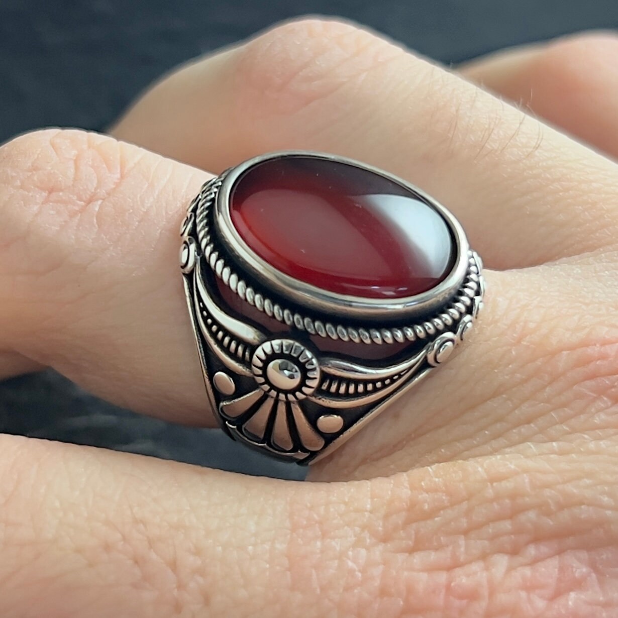 No.48 天然石レッドバンデットアゲートオニキスチェーンチャーム No.48