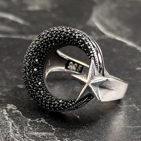 Crescent and star ring best sale