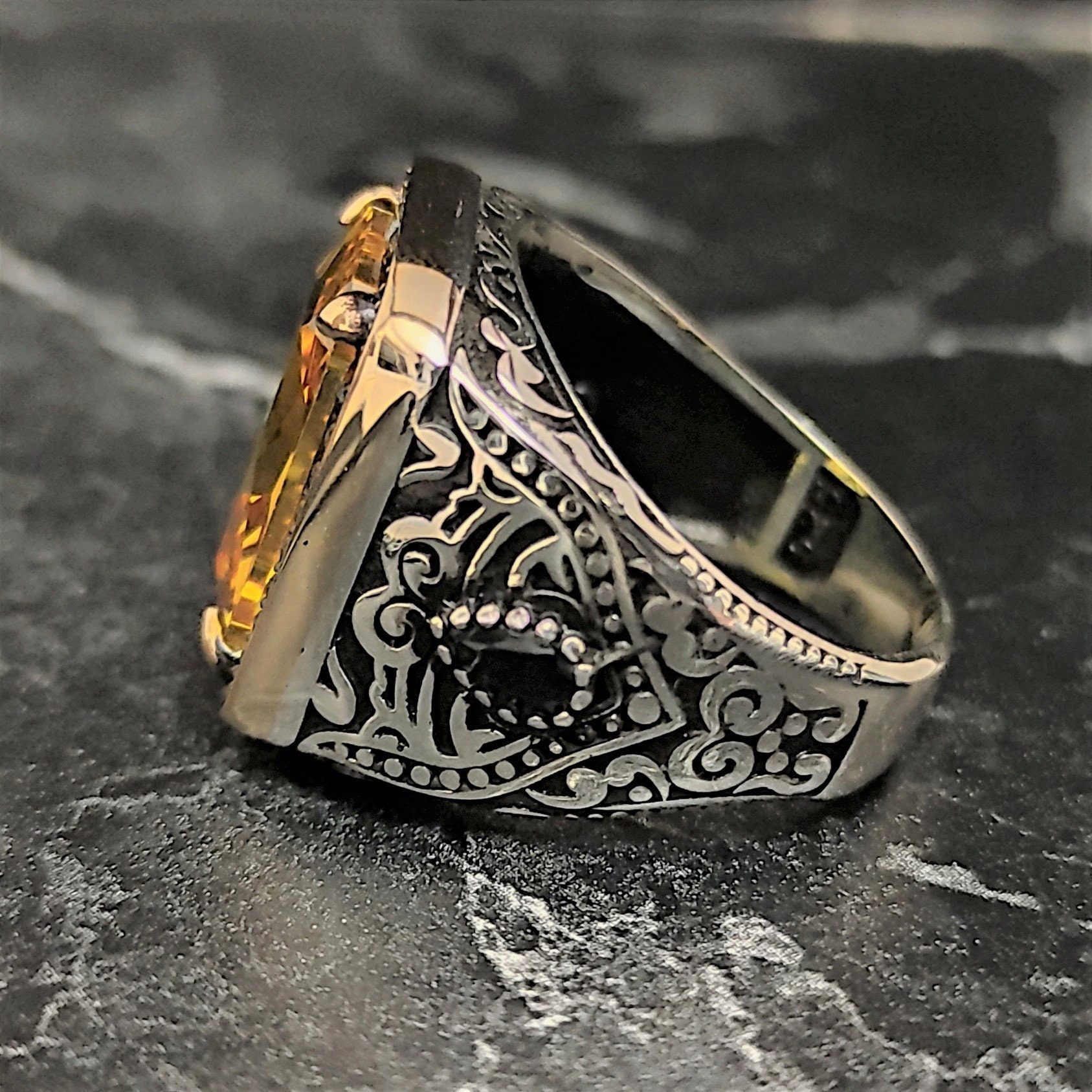 シルバーイエローストーンリング、シルバーシトリンジェムストーン