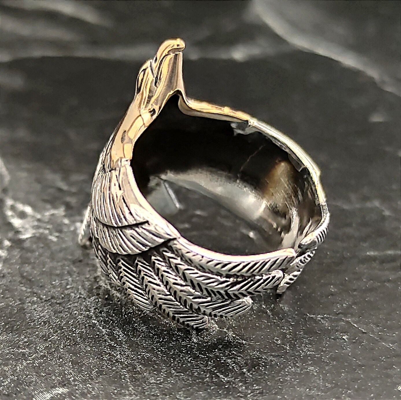 925K Sterling Silver Eagle Ring , Silver Eagle Signet Ring , 925