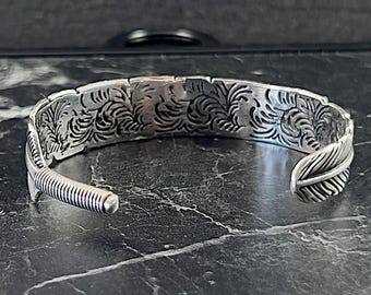 925K Silver Bird Feather Handmade Bracelet, Silver Adjustable