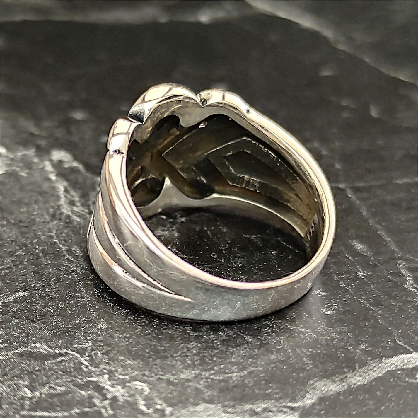 925 Sterling Silver Band Puzzle Men's Ring , Silver Shiny