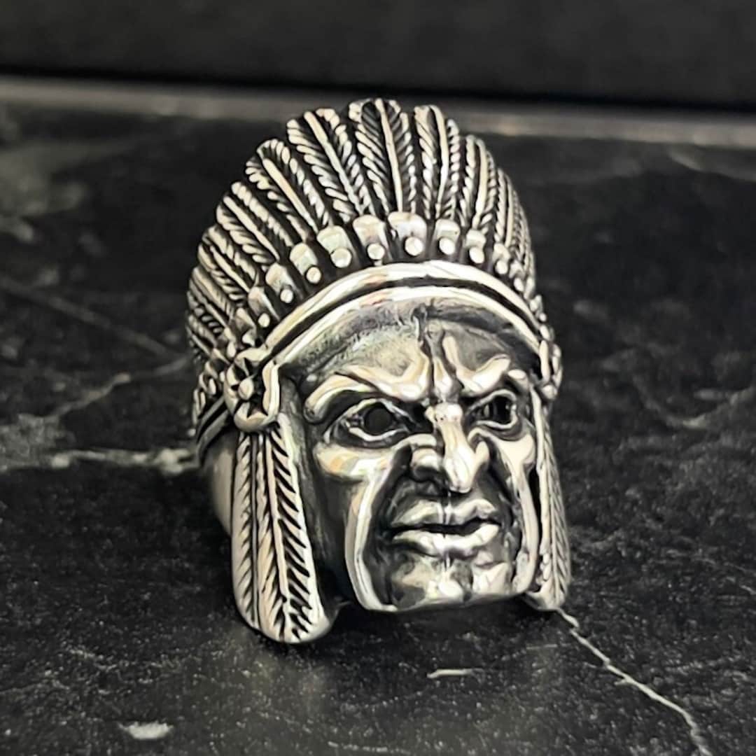 Men American Indian Chief Handmade Silver Ring, Native Chief Sterling ...