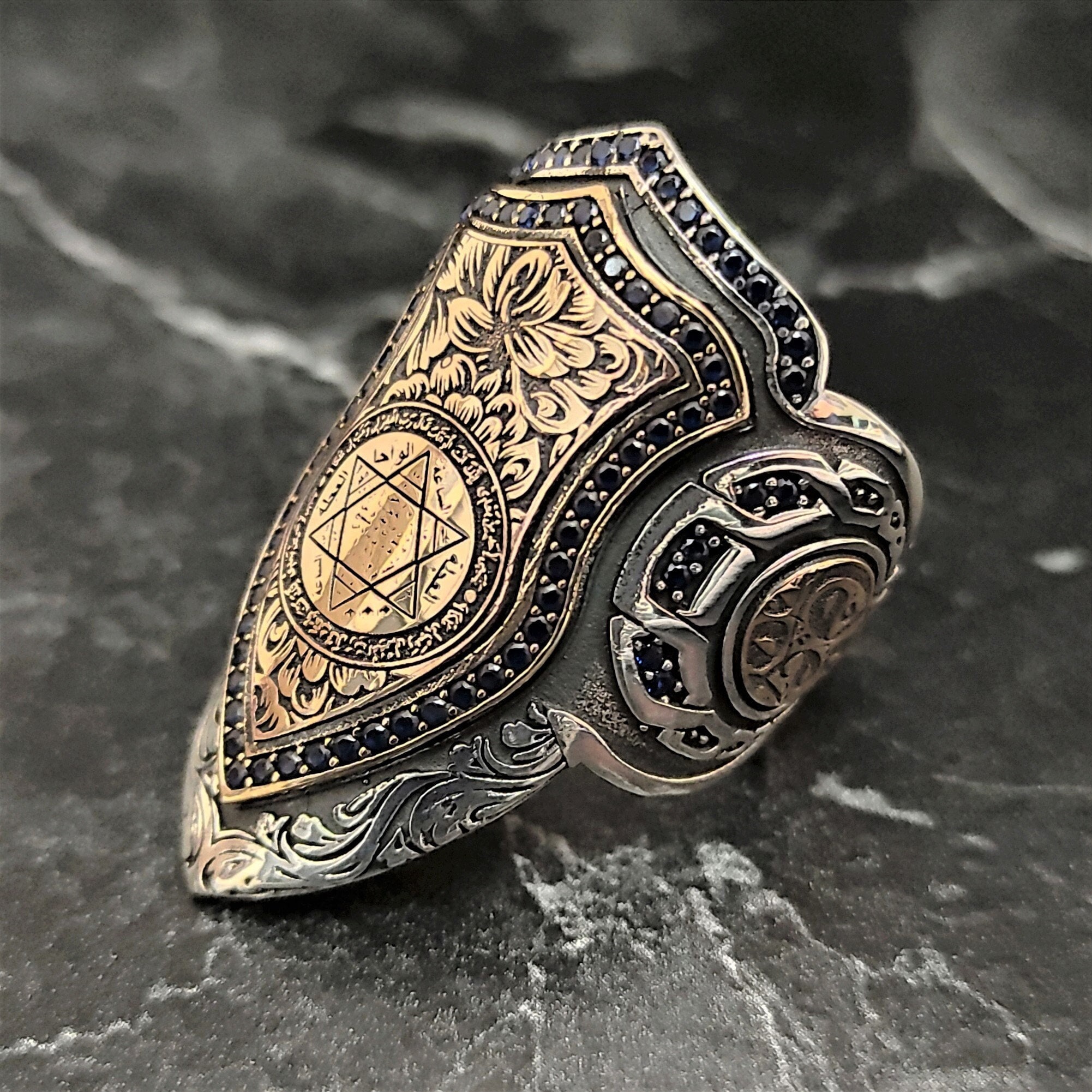 Zihgir Seal of Solomon Silver Ring , Silver Archer Thumb