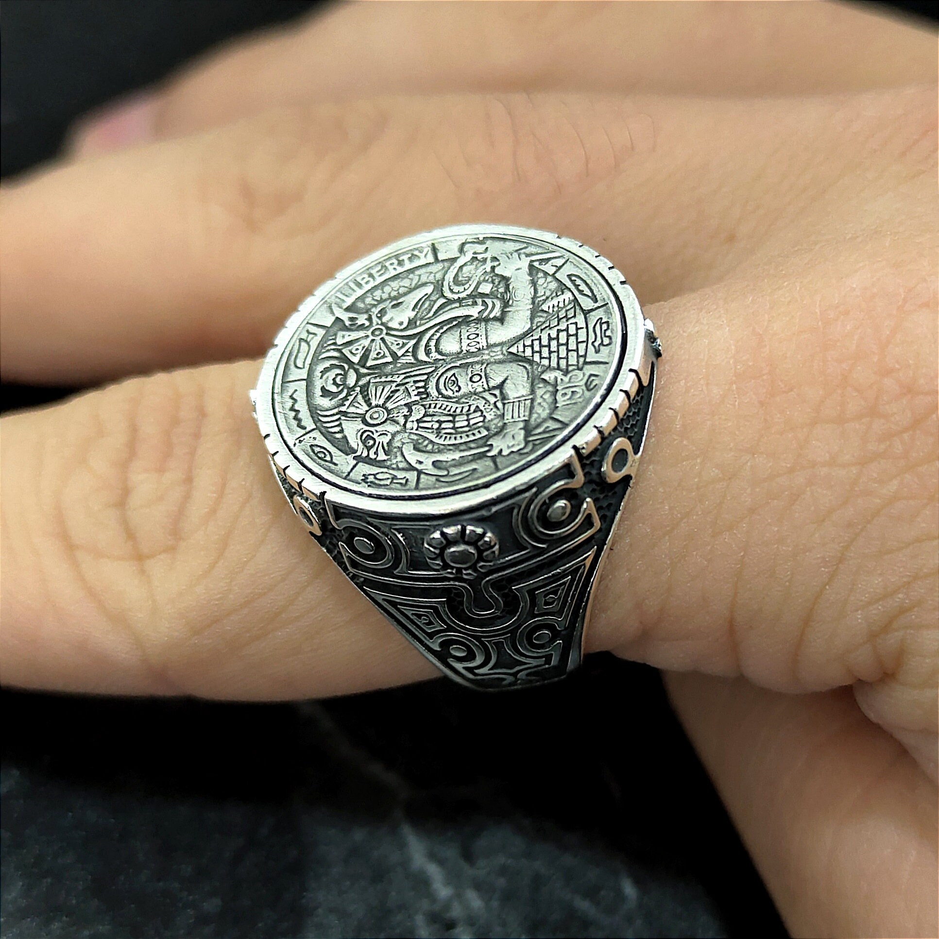 シルバー古代ファラオリング、925スターリングシルバーエジプト 