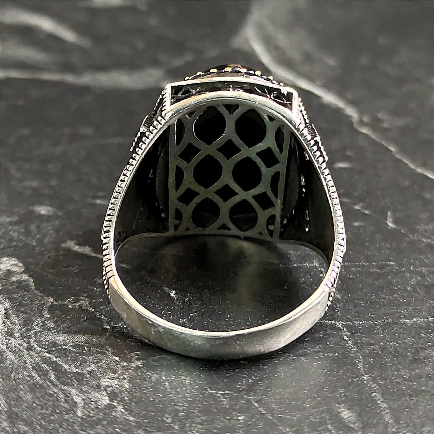 Men Oval Blue Sapphire Gemstone Silver Ring, Silver Dark Blue Stone Signet Ring, Handmade Shield Emperor Ring, Vintage Jewelry, Gift for Him