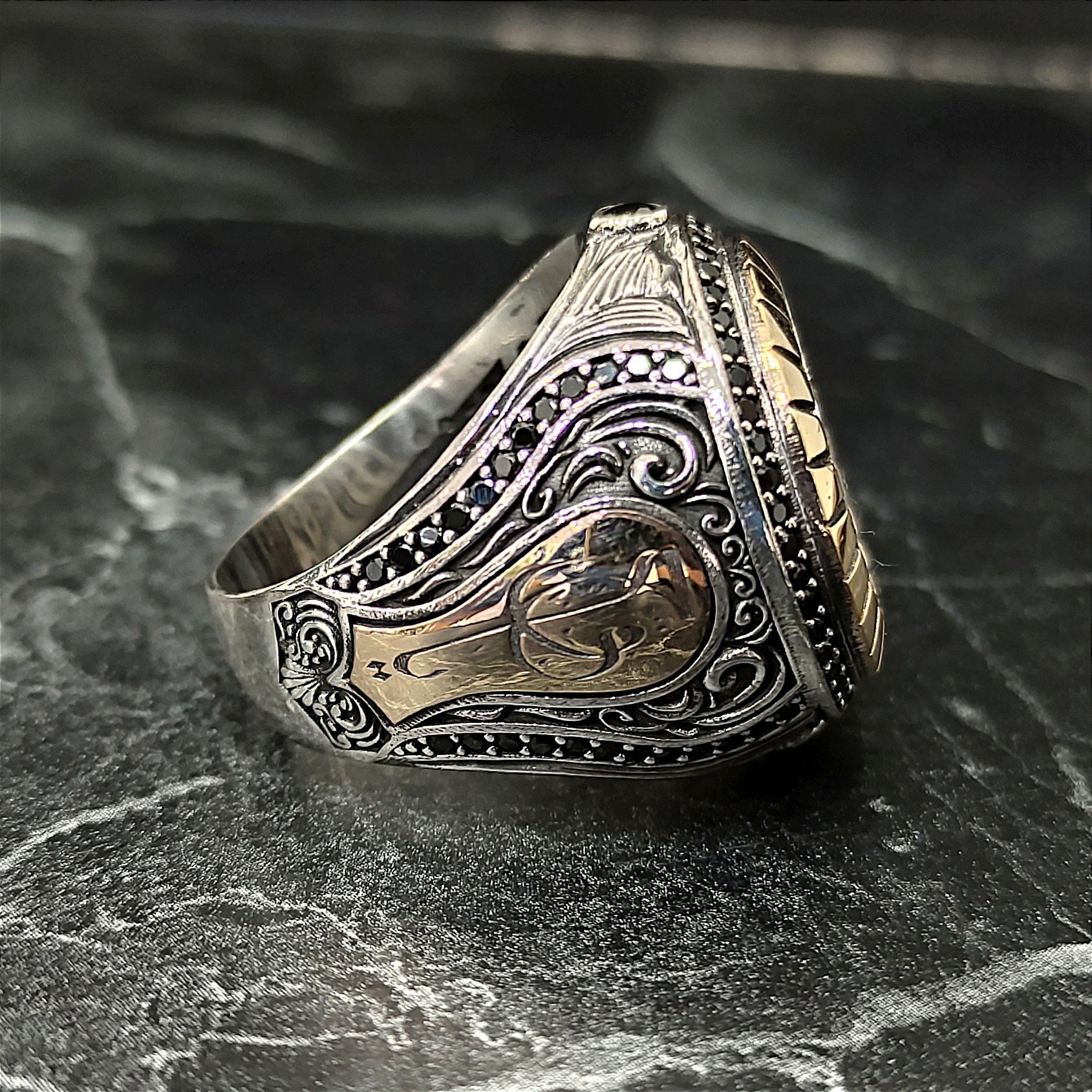Men Seal of Solomon Silver Ring , Silver Thumb Solomon Seal Ring