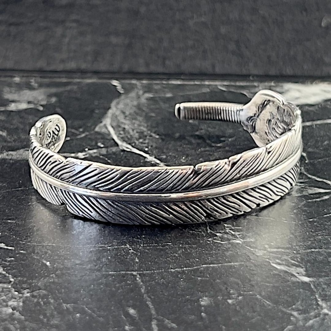 925K Silver Bird Feather Handmade Bracelet, Silver Adjustable