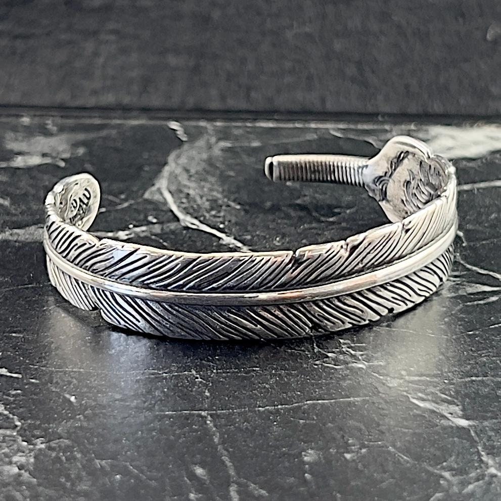 925K Silver Bird Feather Handmade Bracelet, Silver Adjustable