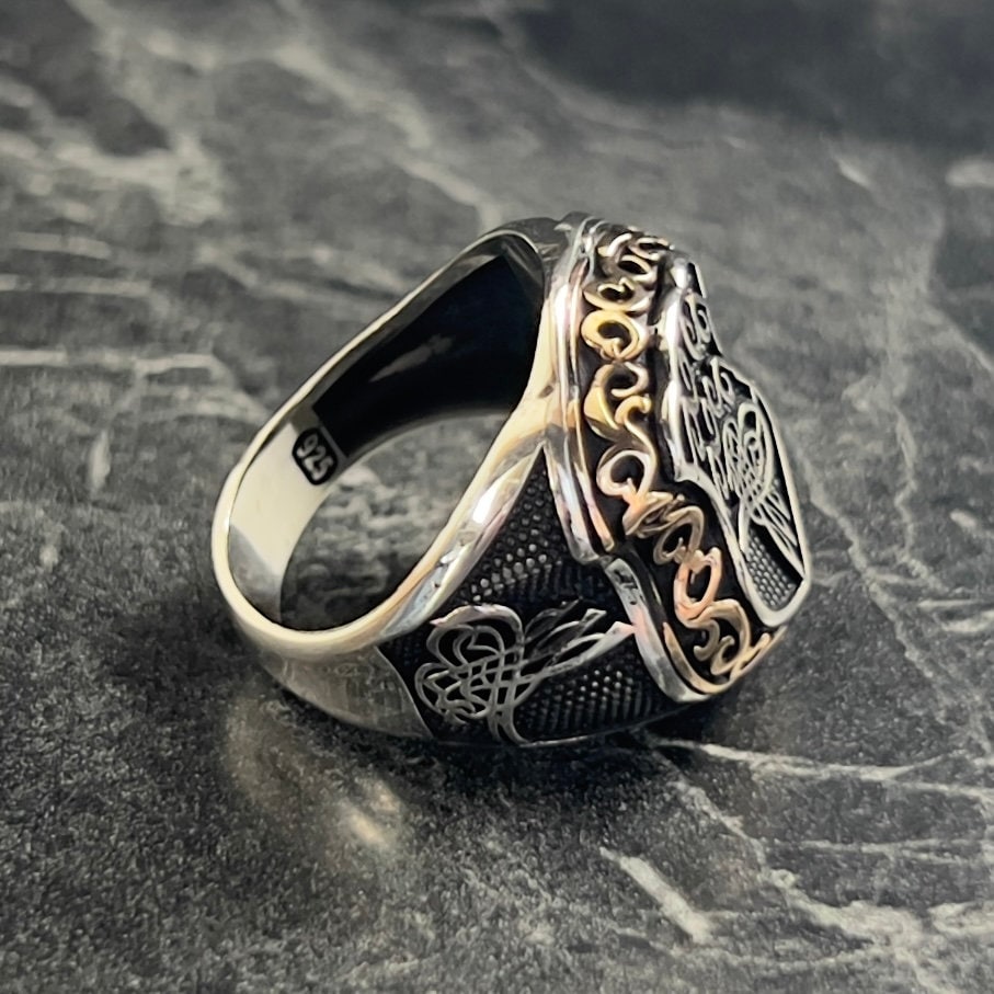 Handcrafted Nalayn Shareef Muslim Ring, Silver Protection Muslim ...
