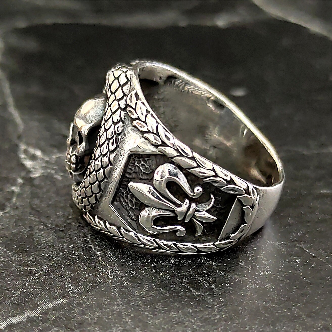 Silver Rings Punk 925 Sterling Silver Skull Punk Ring , Silver Skull Gothic Ring , Silver ...