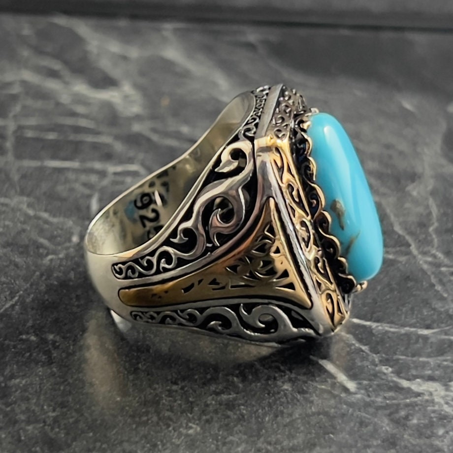 Türkis Ring Vintage 925 Sterling Silber Ornament - Österreich