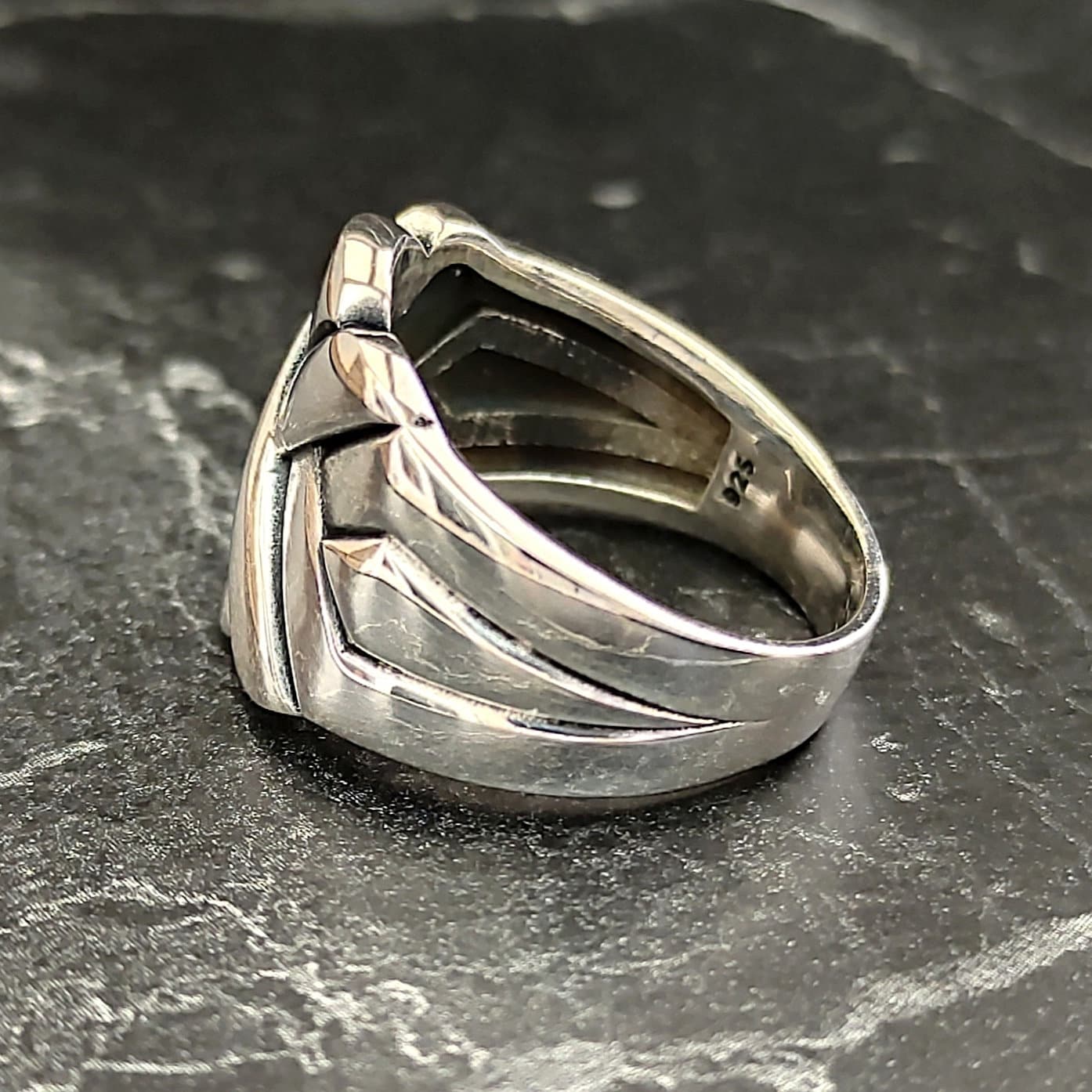 925 Sterling Silver Band Puzzle Men's Ring , Silver Shiny