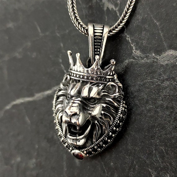 Joyería Masculina León Collar De Acero Inoxidable Con Colgante Cabeza De León - Estilo Punk, Longitud 22 Pulgadas, Para Hombre King Grayskull