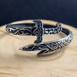 Zulfikar Schwert verstellbares Silber Manschette Armband, Herren Silber islamischen handgemachten Schmuck, 925K Sterling Silber Armband für Männer, Geschenk für ihn