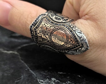 Zihgir Seal of Solomon Silver Ring , Silver Archer Thumb