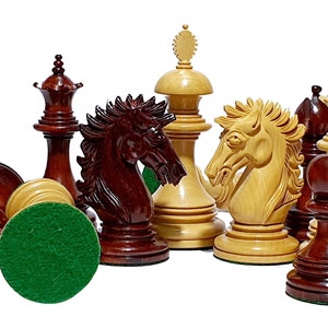 4.4&quot; WELLINGTON Luxury Staunton Chess Pieces Only Set – Triple Weighted Budrose Wood & Boxwood