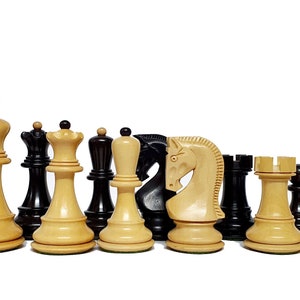3.9&quot; Russian Zagreb Chess Pieces Only set – Weighted Ebonised Boxwood & Boxwood