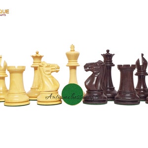 Piezas de ajedrez de la serie Staunton (patrón Jaques) en madera de rosa y madera de caja - Rey de 3,4".