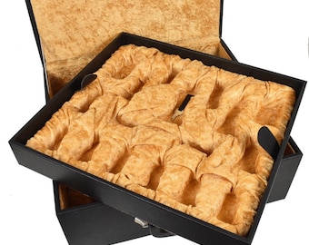 Leatherette Storage Box for Chess Pieces only with Tray - Coffer Style Box