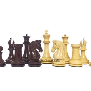 3.9&quot; Imperial Series Reproduced Staunton Chess Pieces Set Only- Weighted RoseWood& Boxwood