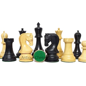 4&quot; Leningrad Series Luxury Staunton Chess Pieces Only Set- Weighted Ebonised Boxwood