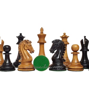 Sinquefield Cup-serie gereproduceerde Staunton-schaakstukken, alleen set - dubbel gewogen verontrust / gezwart buxushout