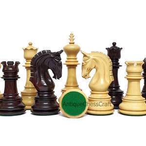 Alexandria  4&quot; Premium Staunton Chess Pieces Only set - Weighted Chessmen in Rosewood