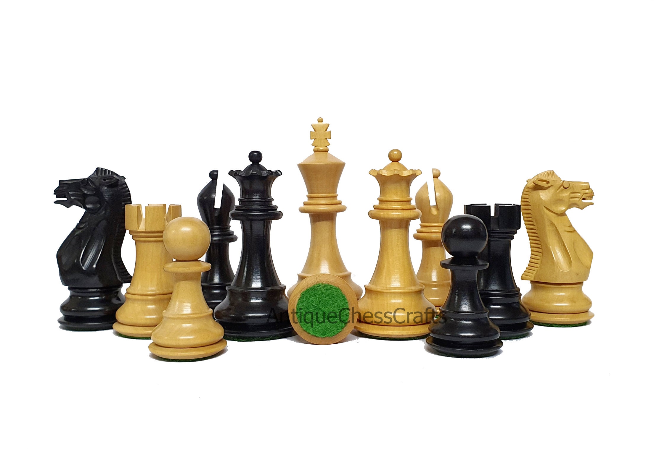 3.75'' Professional Club Staunton Chess Pieces Only Set – Weighted Ebonised /Boxwood