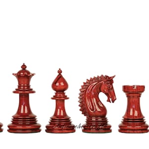 4.2&quot; Luxury Patton Staunton Chess Pieces Only Set- Weighted Bud Rosewood and Boxwood