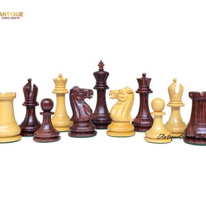 1849 Jaques Reproduction Staunton Chess Pieces Only set Vintage 3.75&quot; Boxwood & Rosewood