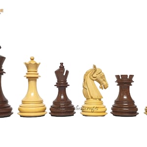 3.8&quot; Columbian Knight Luxury Staunton Chess Pieces Only- Weighted Golden Rosewood
