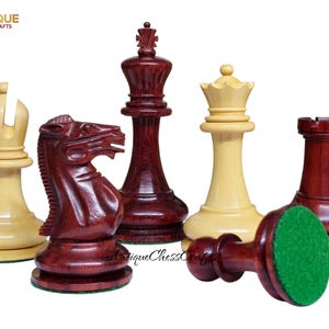 1849 Jaques Reproduction Staunton Chess Pieces Only set Vintage 3.75&quot; Boxwood/Budrose Wood