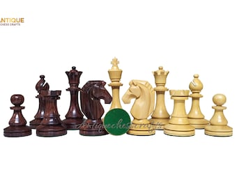 Neues exklusives Staunton Schachset mit Rosenholz & Buchsbaum Spielsteinen - 10,5 cm König