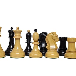 1950s&#39; Fischer Dubrovnik Chess Pieces Only Set - Ebonywood / Boxwood - 3.8 &quot; King