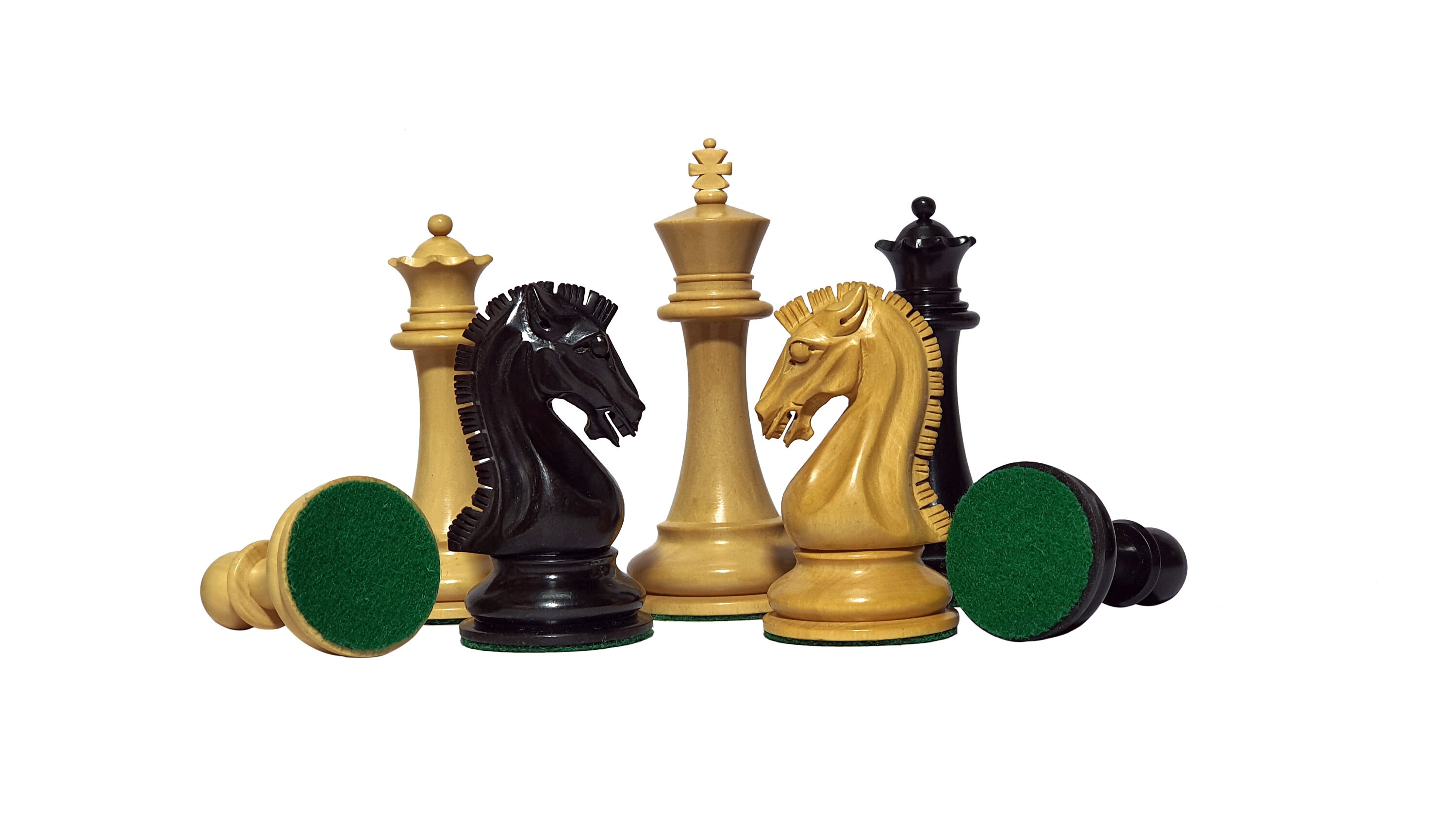 3.75 Ebony Wood Staunton Chess Pieces Set SINQUEFIELD- 2019 St. Louis  Series 4Q