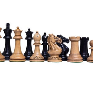 3.75&quot; GM Blitz Edition Staunton Series Chess Set - Chess Pieces Only - distressed Wood/ Ebonised Wood